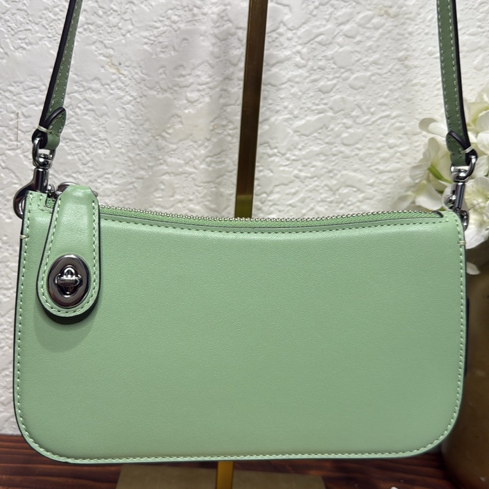 Coach Genuine Leather Penn Shoulder Bag in Pale Pistachio, Silver Hardware - Picture 4 of 16